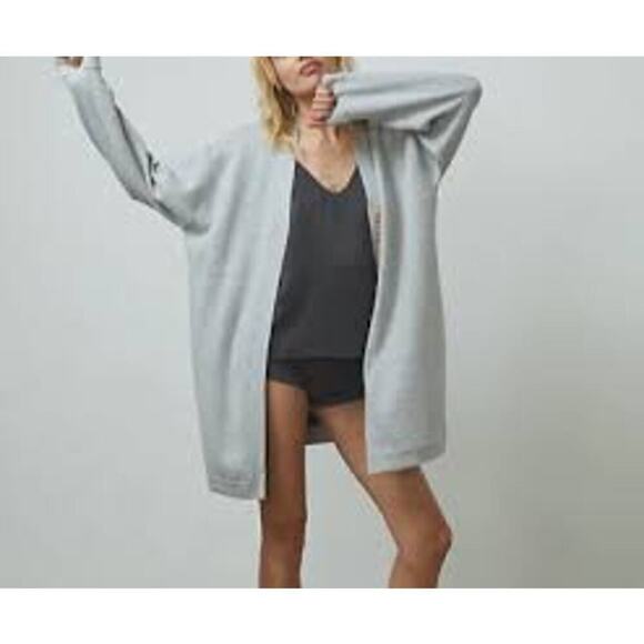 NWOT Lunya Silk/Cotton Oversized Cardigan in Mellow Gray Size L/XL - Picture 1 of 10